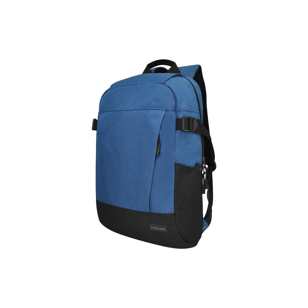 Promate Birger 15.6" ComfortStyle™ Laptop Backpack with Large Compartments - Blue